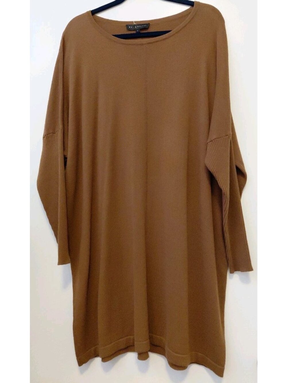 Bryn Walker Sweater Tunic Dress Cashmere Blend Dolman Sleeves Brown Large